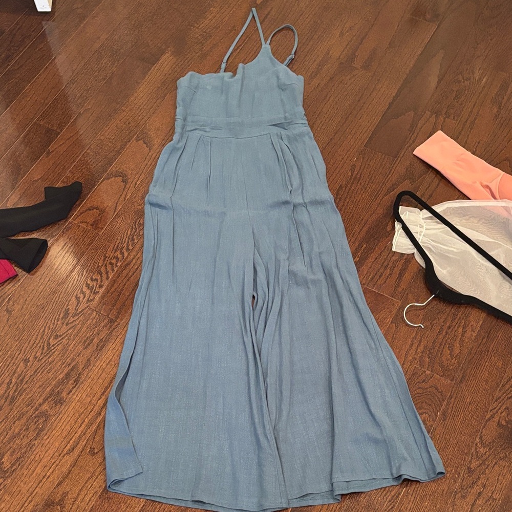 Women's One-Shoulder Light Blue Junpsuit